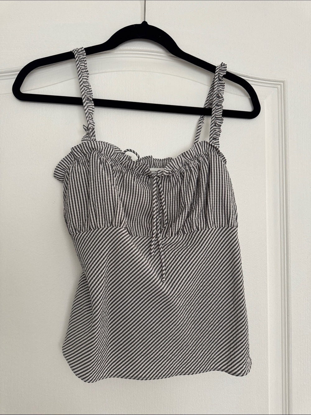 Wayf Black and White Striped Tie-Front Camisole